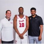 Temple coach Adam Fisher (left) got a commitment from Jameel Brown, who reunited with former teammate Camren Wynter. (Photo: Temple athletics)