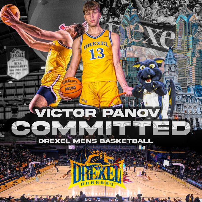 Russian big man Victor Panov committed to Drexel on Friday. (Photo/illustration: Drexel athletics)