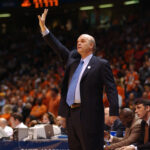 Phil Martelli calls out instructions during Saint Joseph's game against Oklahoma State in the NCAA Elite 8 on March 27, 2004. (Photo: Greg Carroccio/Sideline Photos)
